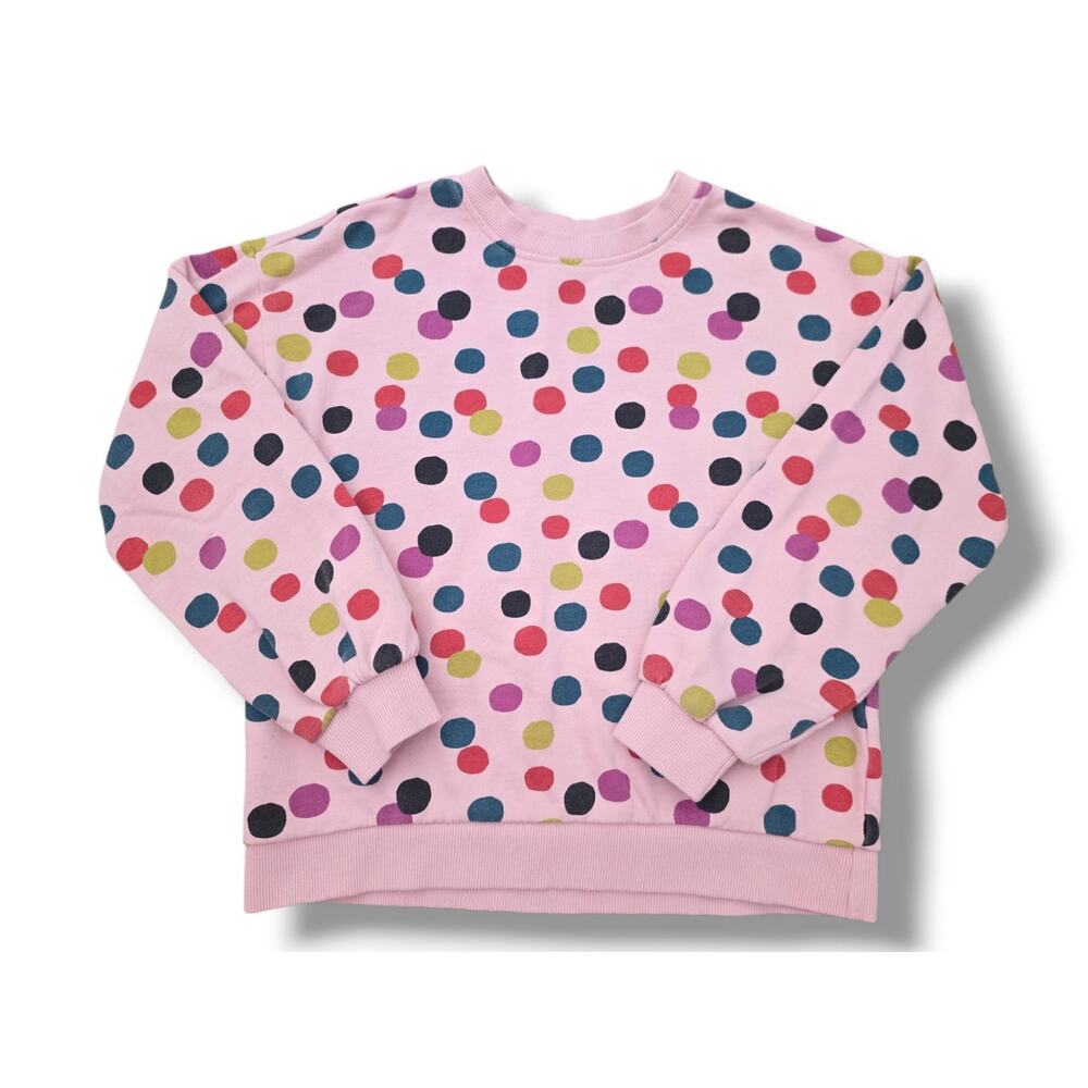 Hanna Andersson Girls 10 Print Balloon Sleeve French Terry Sweatshirt Confetti